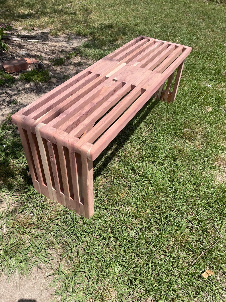 2/3 Skip Row Cedar Bench Outdoor Etsy