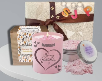 Personalised Mothers Day Spa Gift Set, Engraved Candle & Resin Keychain