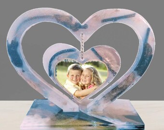 Resin Art Personalised Gift Heart Photograph Frame Christmas Gift