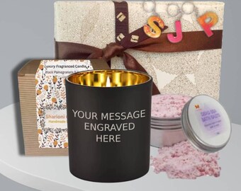 Personalized Spa Gift Set Engraved Candle Dead Sea Salts