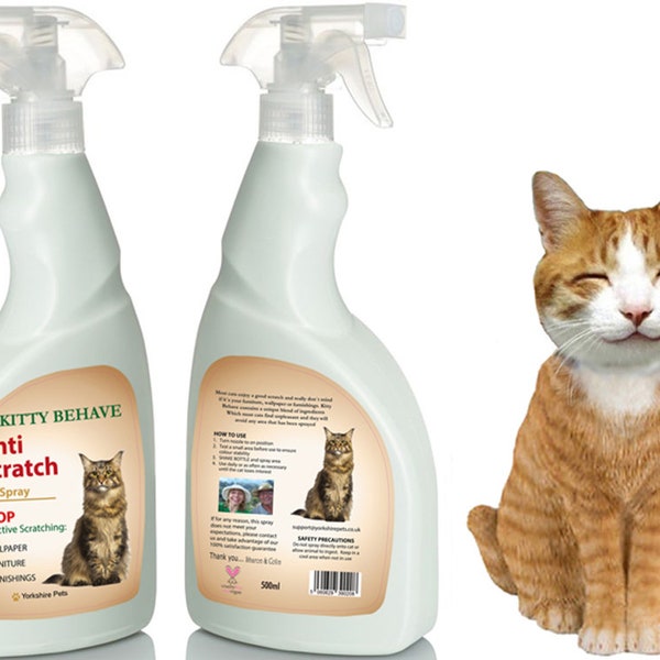 Kitty Behave Stop Cat Scratching-Furniture & Wallpaper Deterrent Spray-Stop Unwanted Soiling