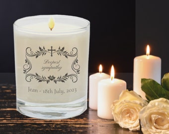 Personalised Bereavement Fragranced Soy Candle - Engraved Keepsake Eco-Friendly Gift Box, Custom Memorial