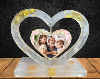 Custom Resin Heart - Personalised Wedding Gift, Birthday, Christmas or Thinking of You Present