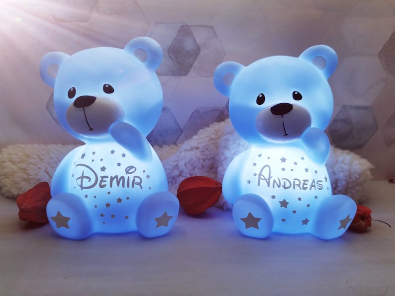 Teddy bear personalized night light I Personalized night light first name date of birth, weight I Customized personalized baby night light image 4