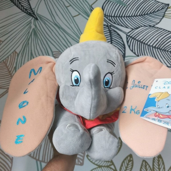 Peluche éléphant Dumbo musical personnalisé avec prénom