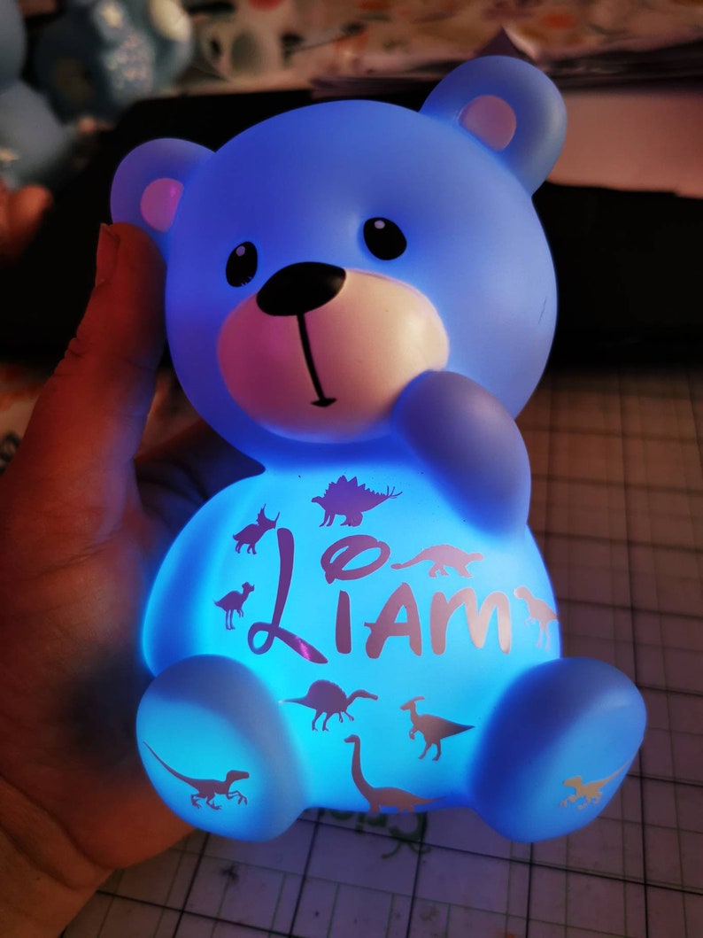 Teddy bear personalized night light I Personalized night light first name date of birth, weight I Customized personalized baby night light image 6