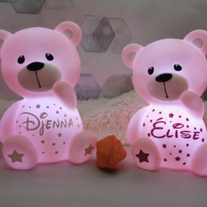 Teddy bear personalized night light I Personalized night light first name date of birth, weight I Customized personalized baby night light image 5