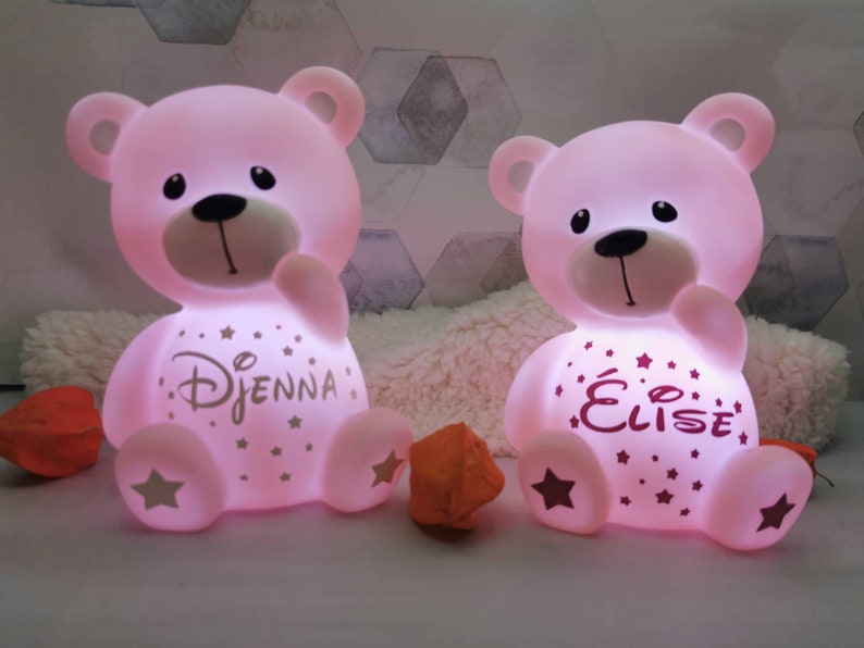 Teddy bear personalized night light I Personalized night light first name date of birth, weight I Customized personalized baby night light image 5