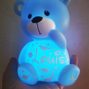 Teddy bear personalized night light I Personalized night light first name date of birth, weight I Customized personalized baby night light image 8