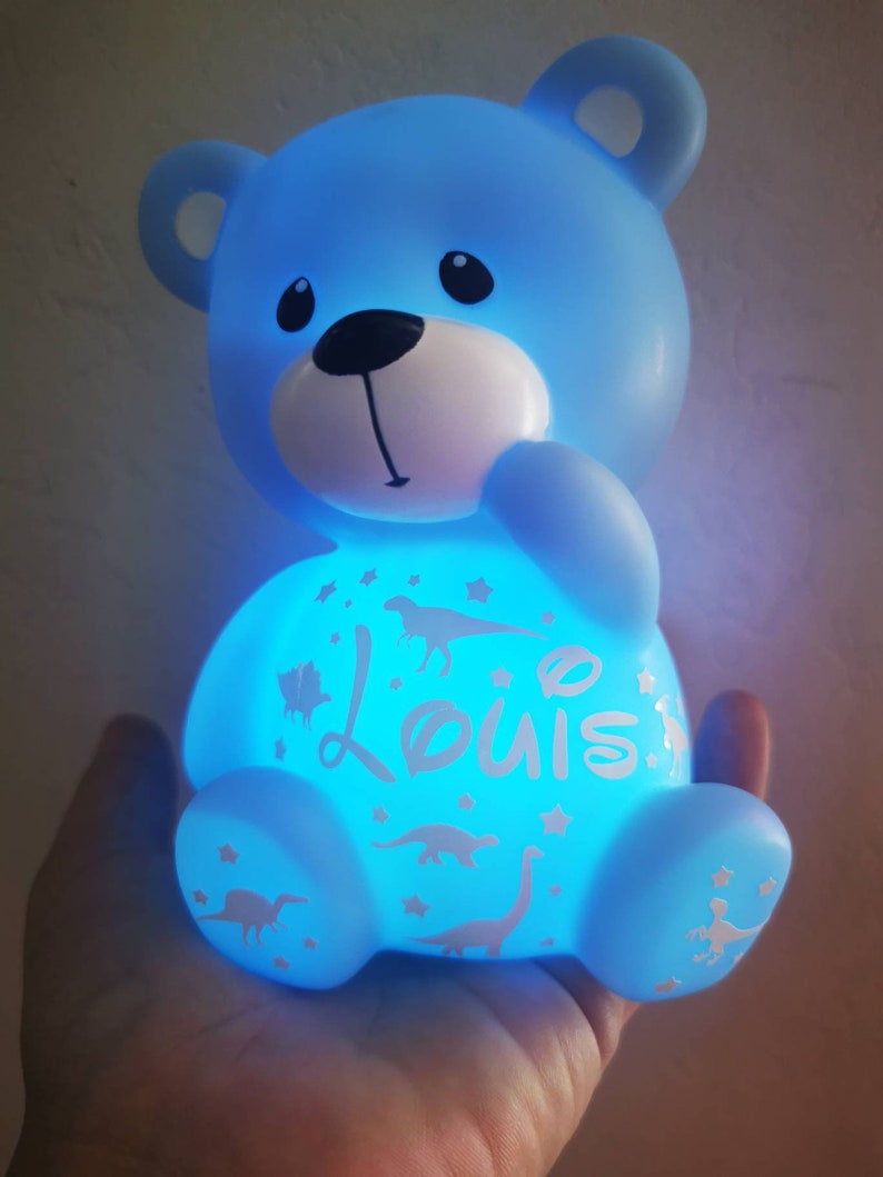 Teddy bear personalized night light I Personalized night light first name date of birth, weight I Customized personalized baby night light image 8