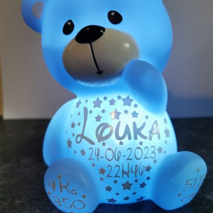 Bear child night light, personalized teddy bear with first name, perfect as a gift image 8