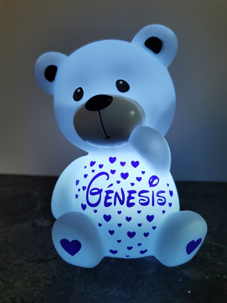 Bear child night light, personalized teddy bear with first name, perfect as a gift image 4