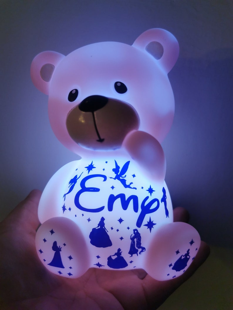 Bear child night light, personalized teddy bear with first name, perfect as a gift image 9