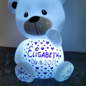 Bear child night light, personalized teddy bear with first name, perfect as a gift image 7