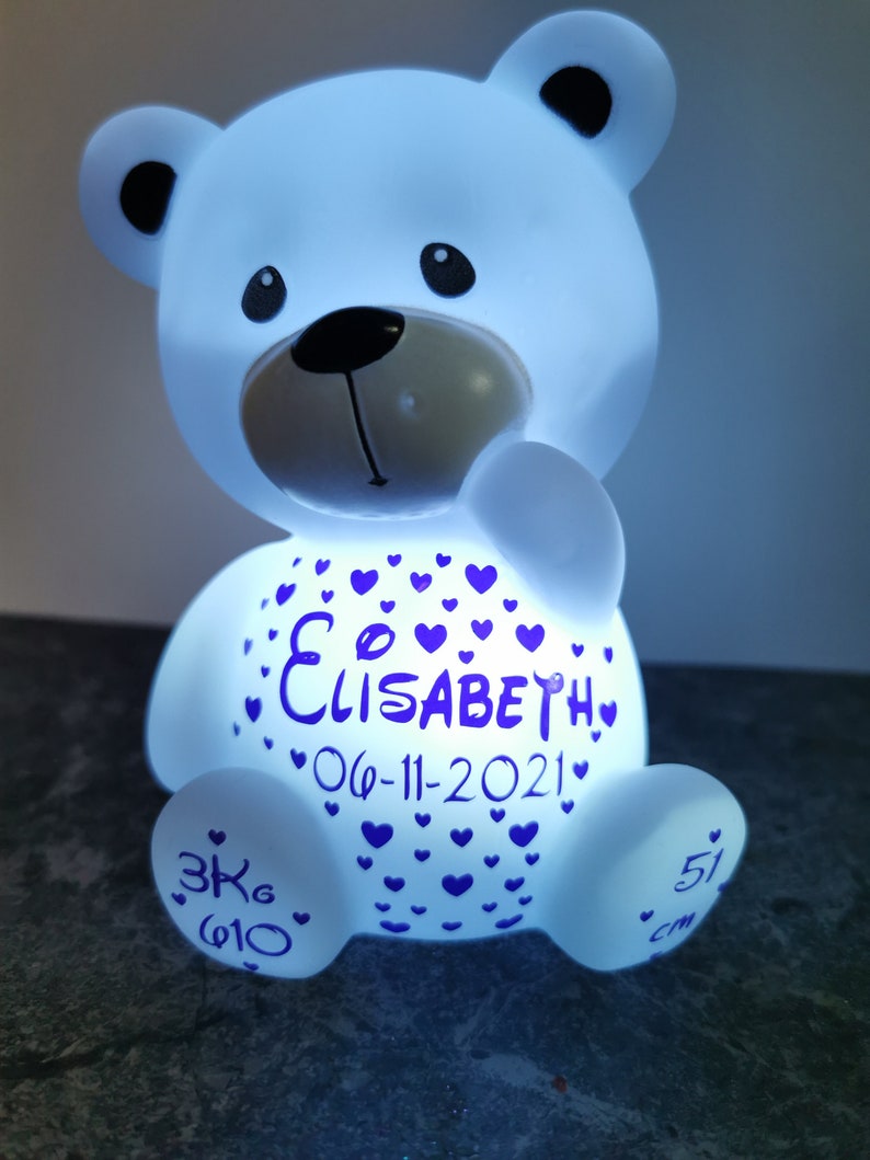 Bear child night light, personalized teddy bear with first name, perfect as a gift image 7