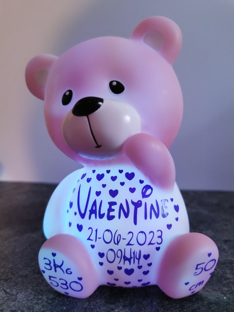 Bear child night light, personalized teddy bear with first name, perfect as a gift image 6