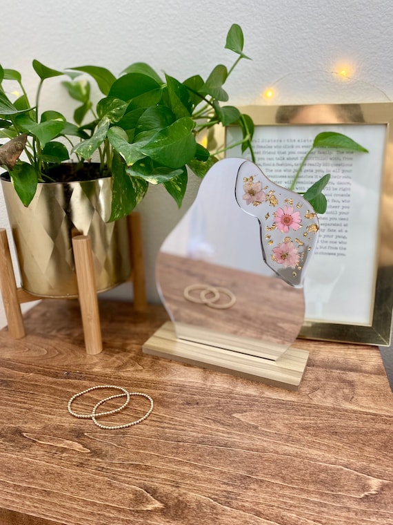 Aesthetic Vanity Makeup Mirror Boho Home Goods Cottage Core Pressed Flower Epoxy Resin Art Etsy
