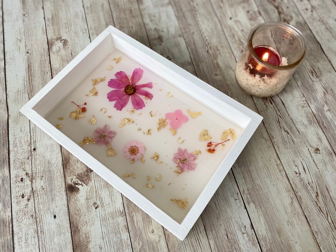 Pressed Flower Decorative Tray Handmade Epoxy Resin Serving Etsy