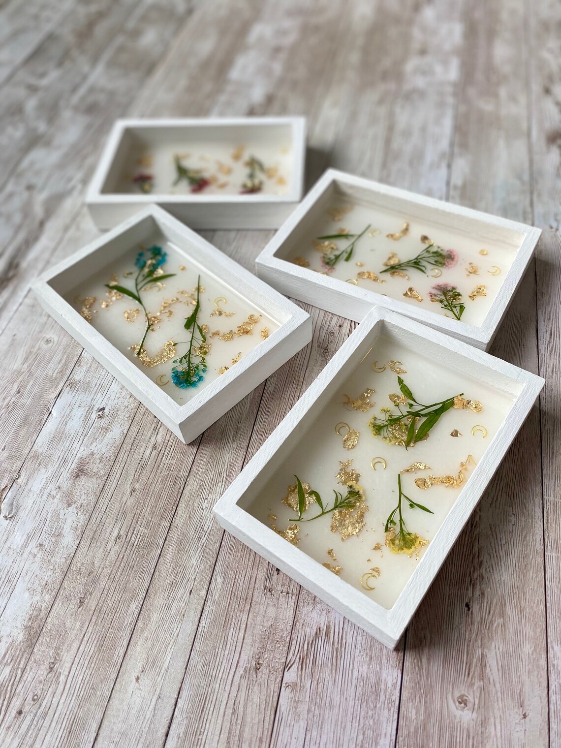 Mini Pressed Flower Decorative Tray Handmade Epoxy Resin Etsy