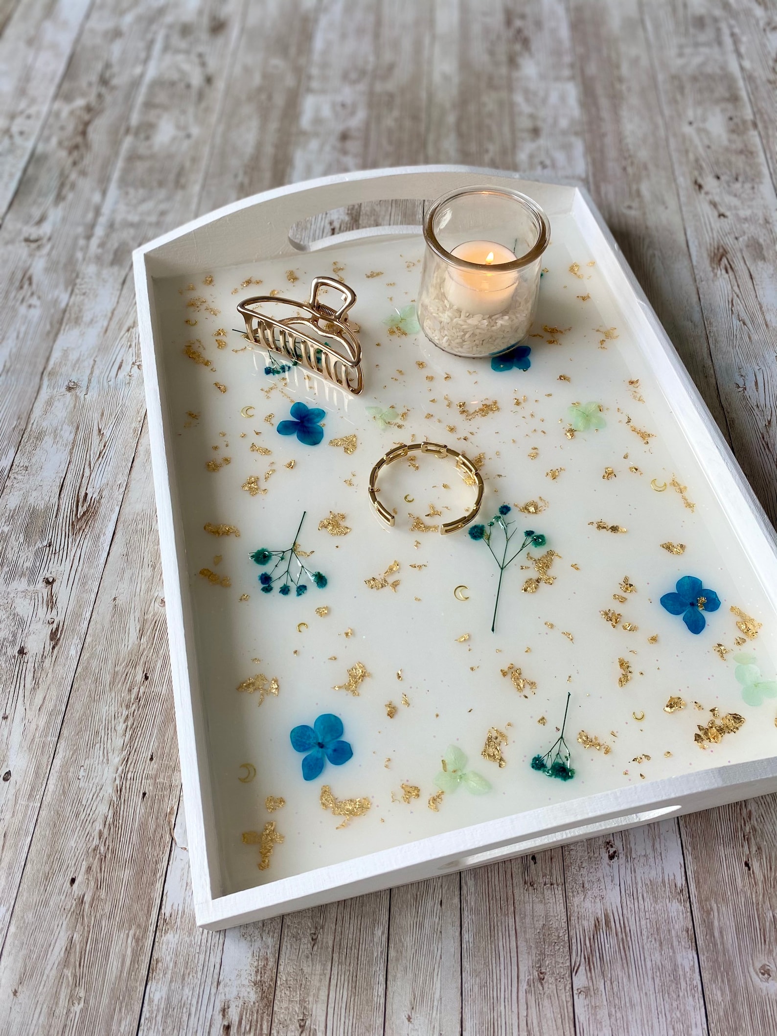 Pressed Flower Decorative Tray Handmade Epoxy Resin Serving Etsy