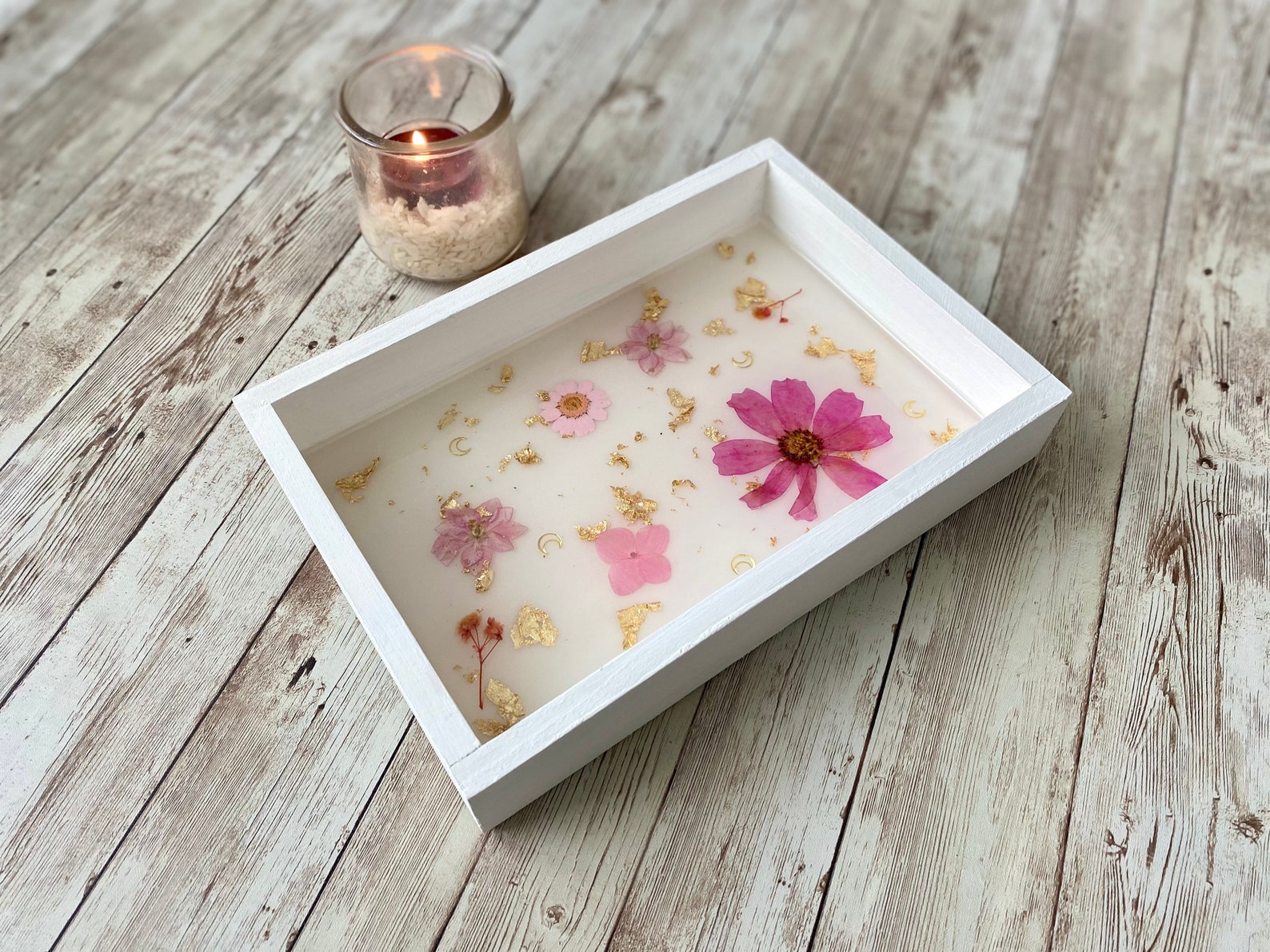 Pressed Flower Decorative Tray Handmade Epoxy Resin Serving Etsy