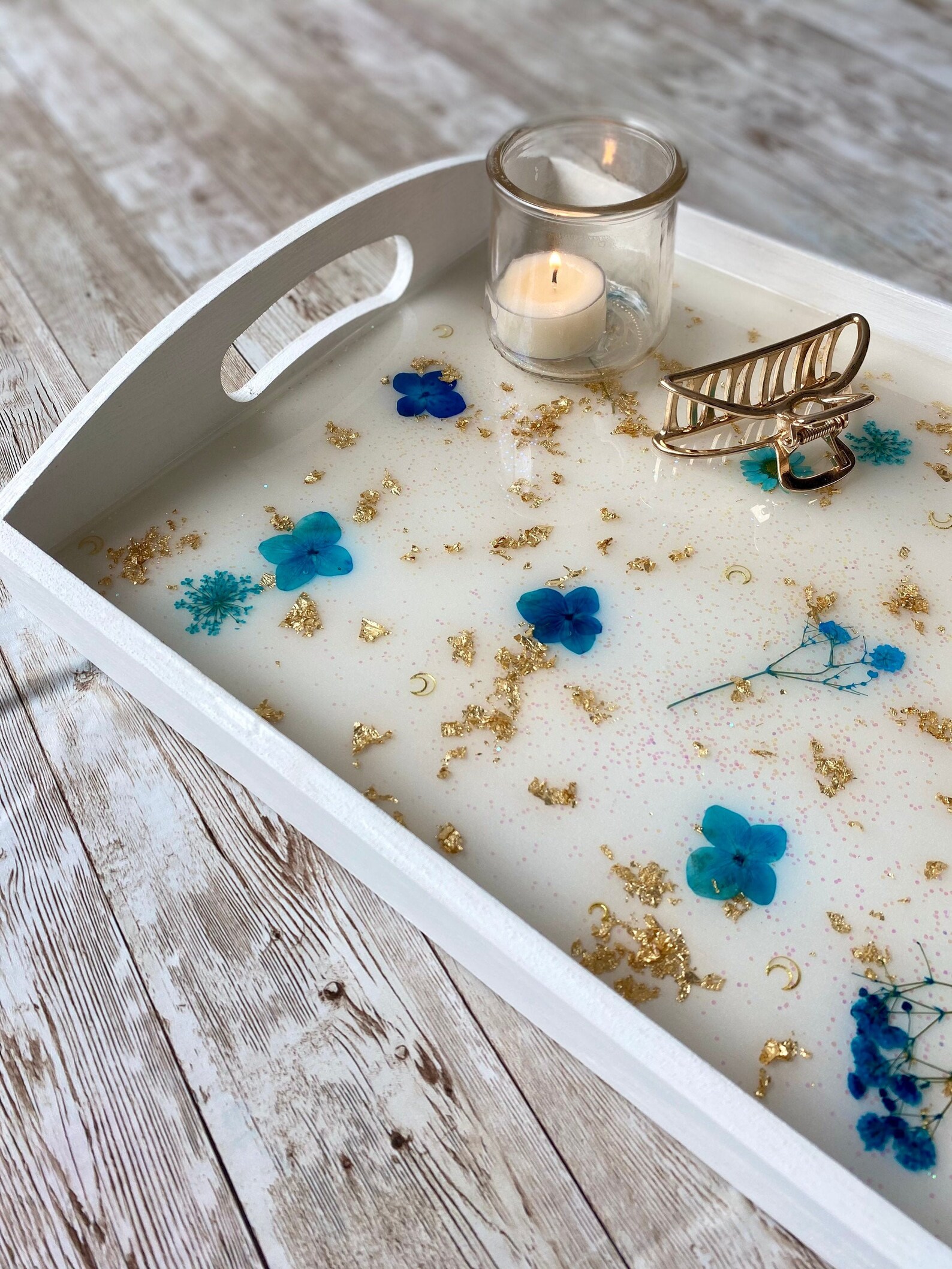 Pressed Flower Resin Decorative Serving Tray bohemian & Etsy