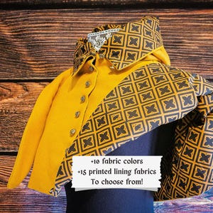 Forro personalizado, caperuza medieval de liripipe del siglo XIV fabricada en lana y forro de algodón estampado