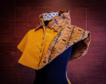 Medieval liripipe hood from the 14th century made of wool and printed cotton lining