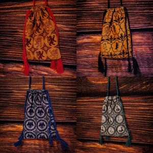 Medieval drawstring purse, alms purse, machine sewn