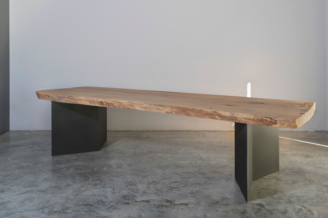 Wood Table, Wood Oak Table, Oak Live Edge Table, Single Slab Living