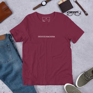 Deus Ex Machina Shirt - Literary Latin Quote Tee, Minimalist Intellectual T-Shirt, Dark Academia Style
