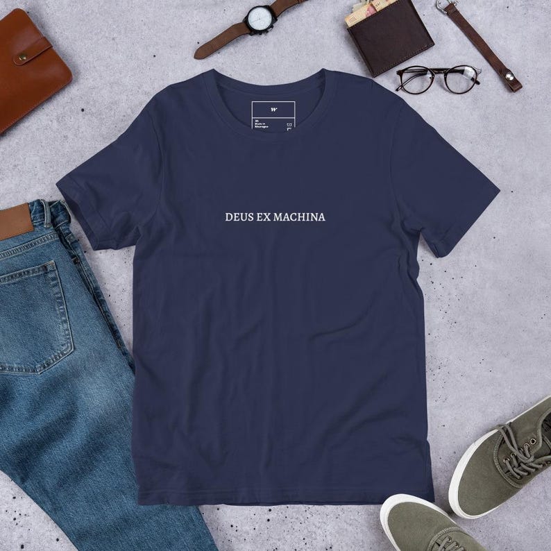 Deus Ex Machina Shirt - Literary Latin Quote Tee, Minimalist Intellectual T-Shirt, Dark Academia Style