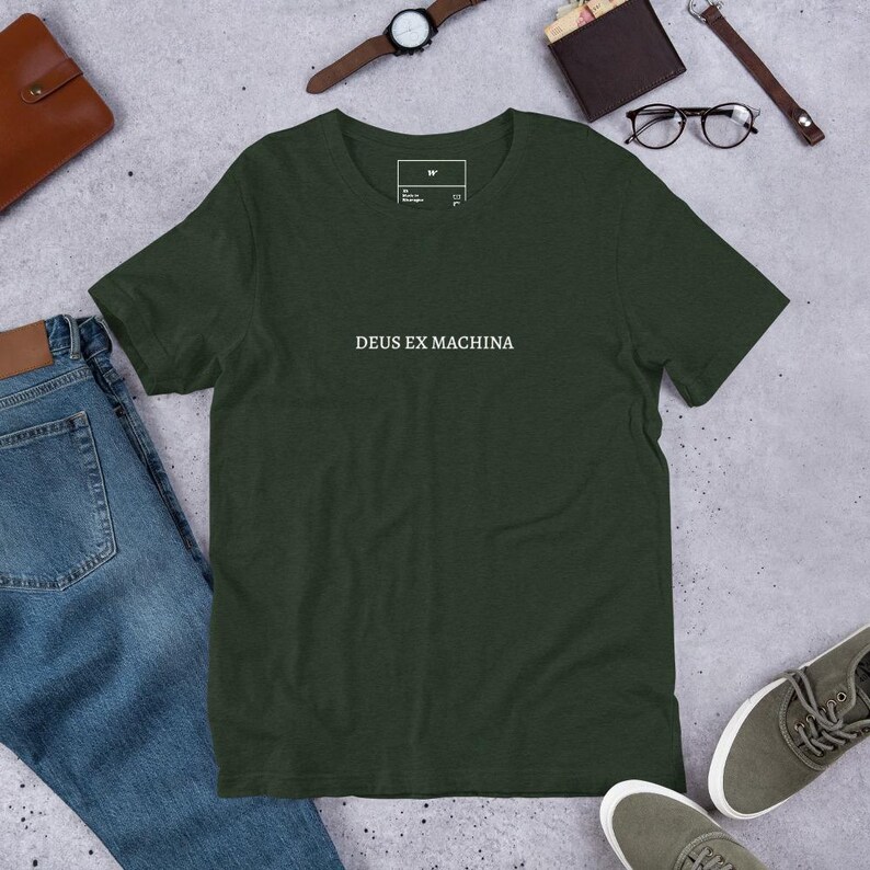 Deus Ex Machina Shirt - Literary Latin Quote Tee, Minimalist Intellectual T-Shirt, Dark Academia Style