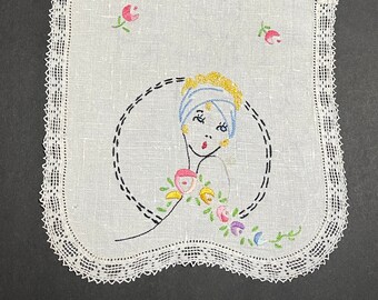 Vintage Pin Up Girl Hankie Hanky Handkerchief Cotton Blend 