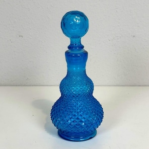 VTG Empoli Italy Blue Cut Glass Bottle Decanter