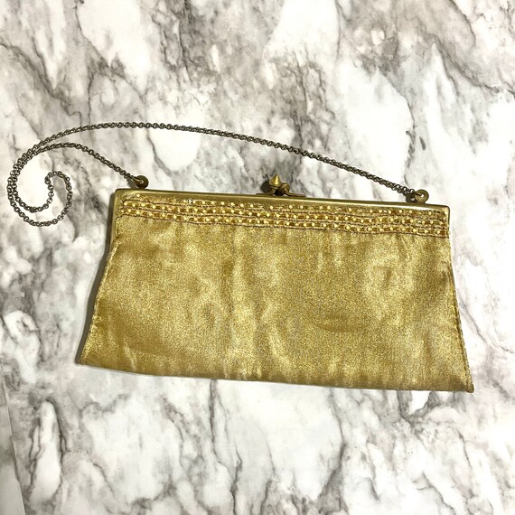 VTG 1980s Gold Beaded Evening Clutch Purse - image 1