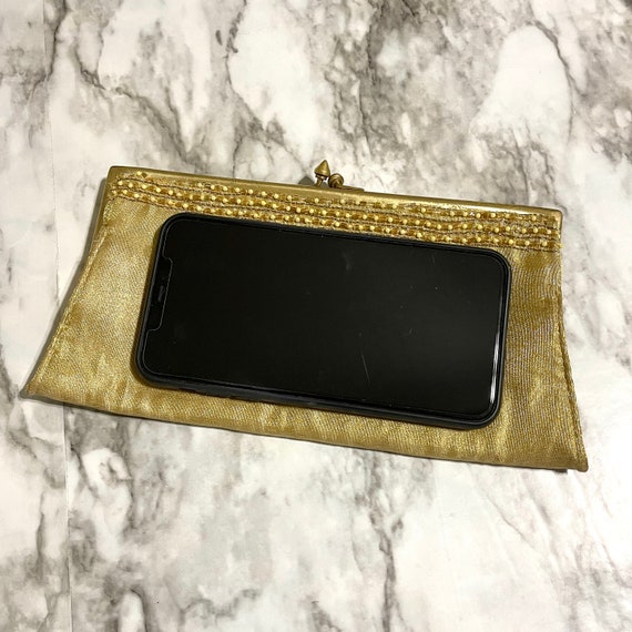 VTG 1980s Gold Beaded Evening Clutch Purse - image 7
