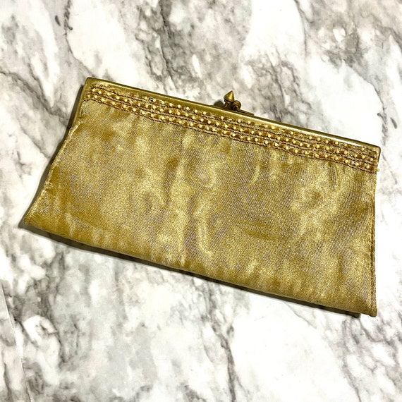 VTG 1980s Gold Beaded Evening Clutch Purse - image 6