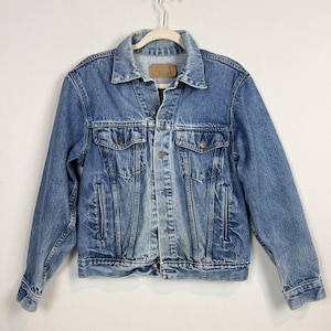 VTG Plain Pockets Denim Button Trucker Jean Jacket 80s 38R/M JC Penney
