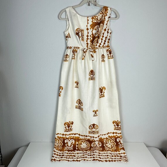 Vintage Made in Hawaii Aloha Maxi Dress Cream XS, 1960s