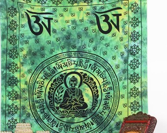 Nouveau om double couvre-lit jeter hippy commerce équitable du bouddhisme hindou nepal ethnique