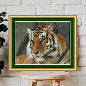 Tiger Cross Stitch Pattern: Large Wild Animal Design (PDF)