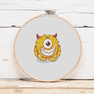 Little monster cross stitch pattern Halloween decor Cute monster Counted cross stitch pattern Digital file PDF