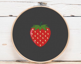 Strawberry Cross Stitch Pattern, Beginner Friendly (PDF)