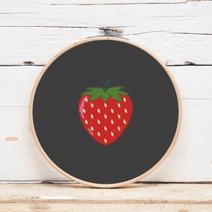 Strawberry cross stitch pattern Cute simple cross stitch berry Counted cross stitch for beginner Digital format PDF