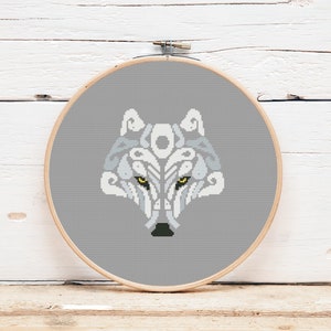 Wolf Cross Stitch Pattern: Monochrome Animal Design (PDF)