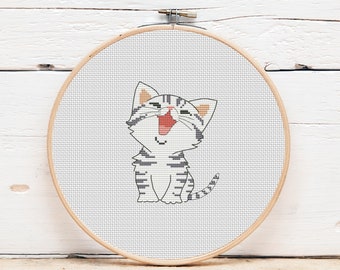 Cute kitty cross stitch pattern Animal cross stitch design for beginners Cat cross stitch Simple cross stitch Digital format PDF