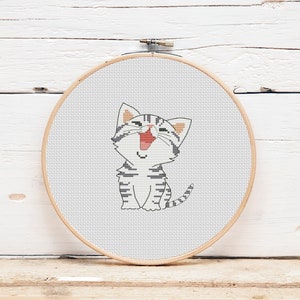 Cute kitty cross stitch pattern Animal cross stitch design for beginners Cat cross stitch Simple cross stitch Digital format PDF