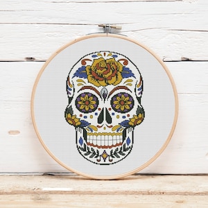 Dia de los Muertos cross stitch pattern Sugar skull Day of the Dead Candy skull Mexican skull Halloween cross stitch Counted cross stitch