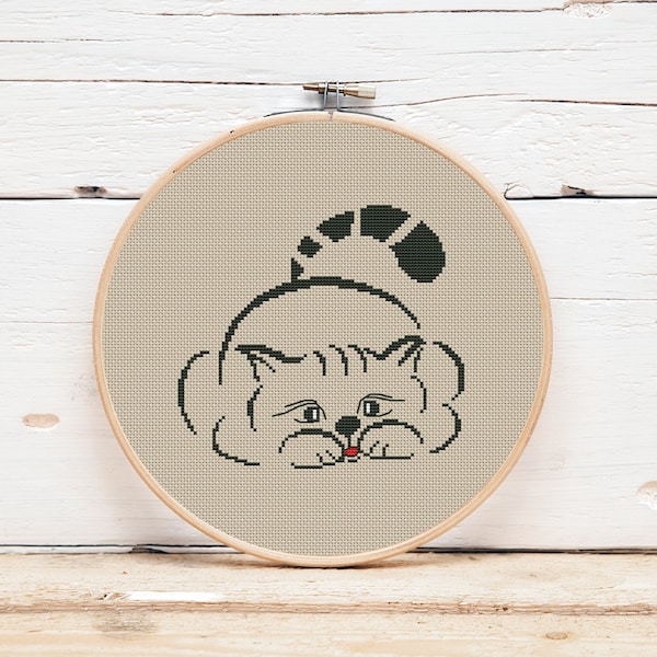 Cat cross stitch pattern Animal cross stitch design for beginners Cat silhouette Simple cross stitch Digital format PDF